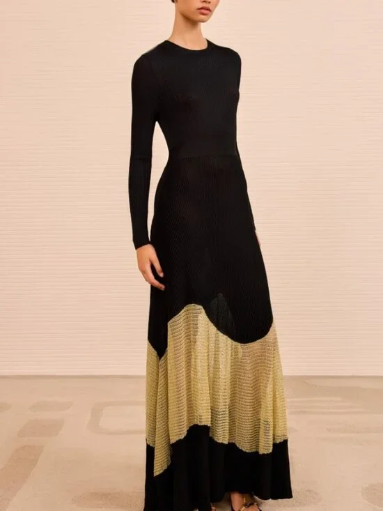NWOT ULLA JOHNSON Roanne Knit Maxi Dress in Gold Noir P $790 - Picture 5 of 9